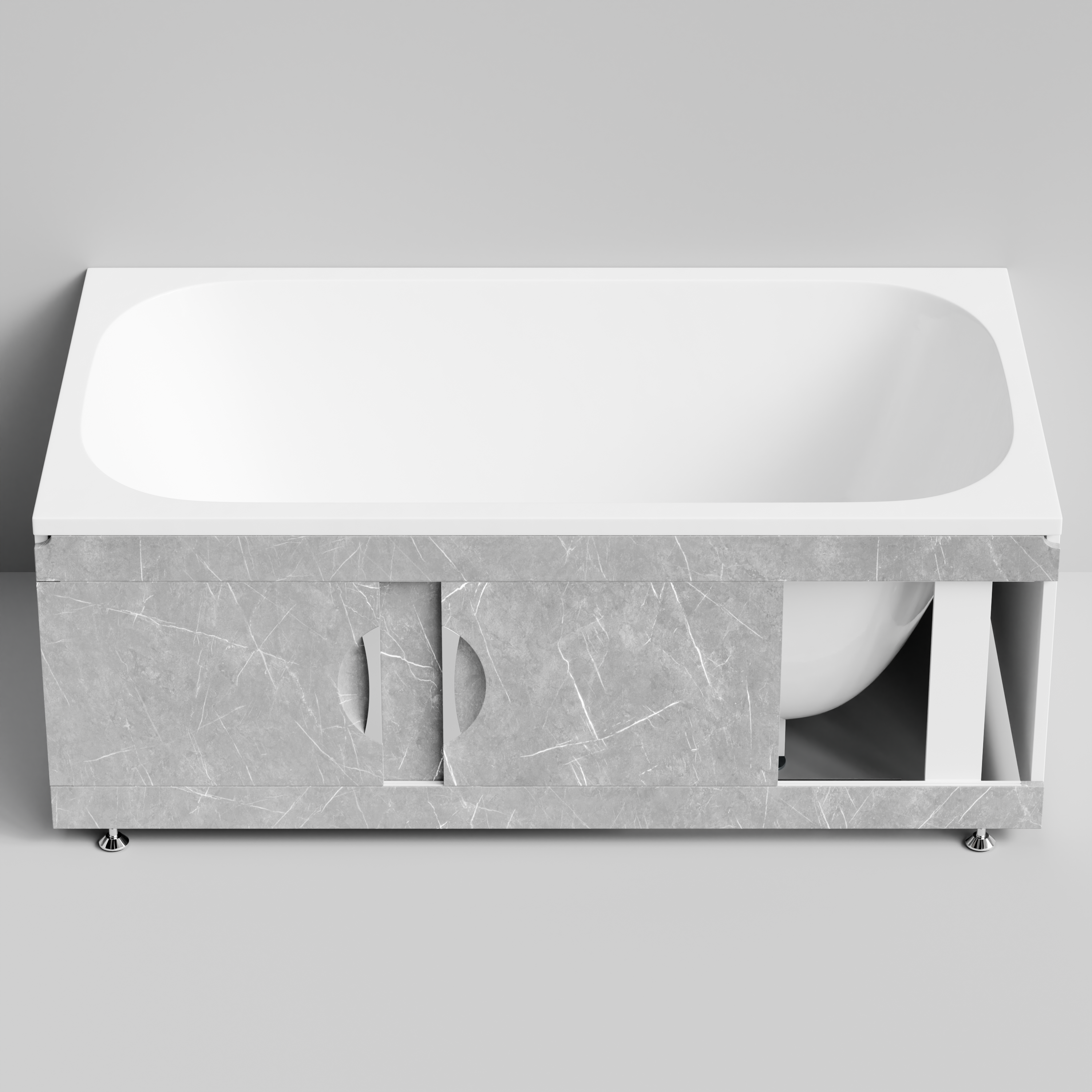 Экран под ванну Vod-ok Топ 150 раздвижной Мрамор Белый софт тач