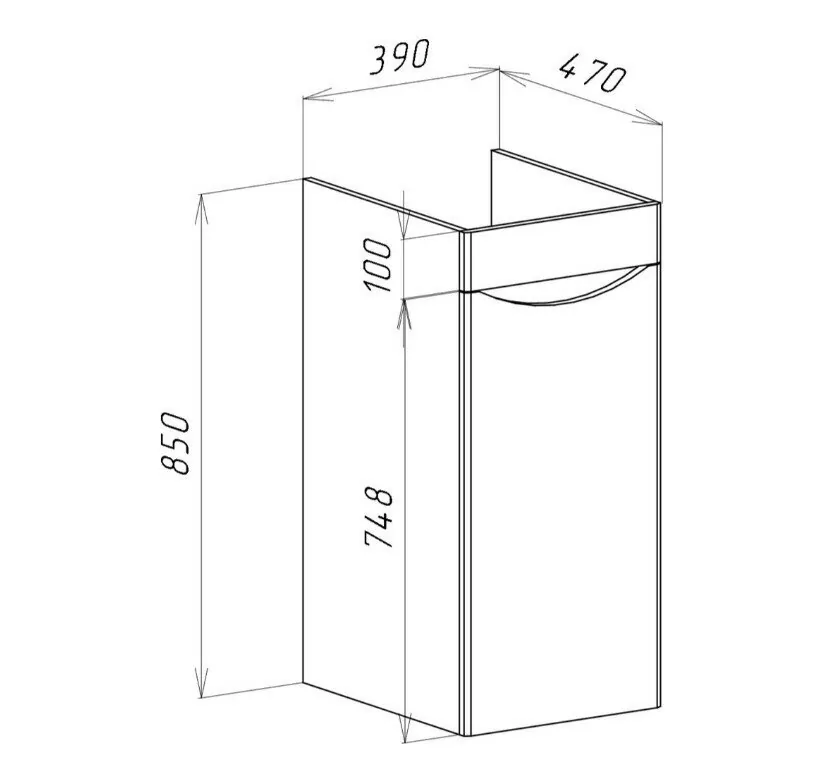Тумба c раковиной Bellezza Олиссия 100 L напольная 1 дверь белая