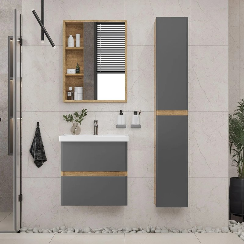 Пенал подвесной SanStar Graffa Дуб вотан, графит софт