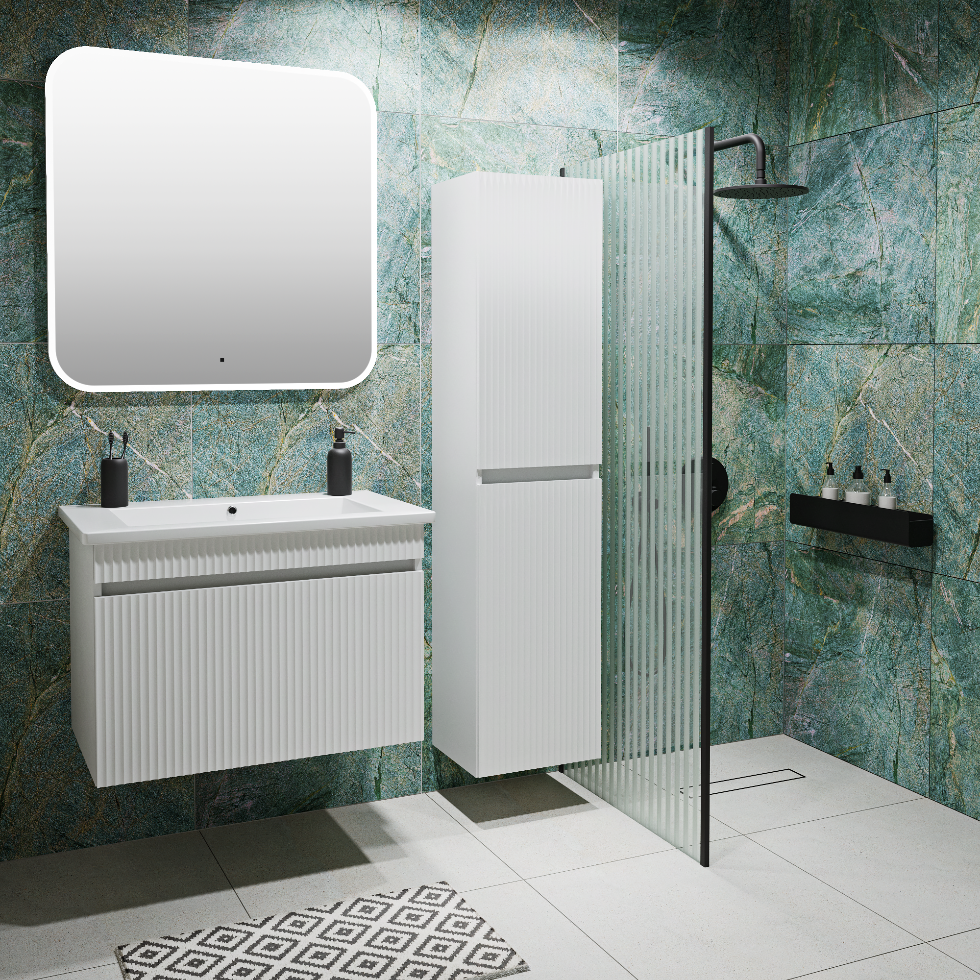 Пенал Runo Модена 35 L/R, подвесной, белый