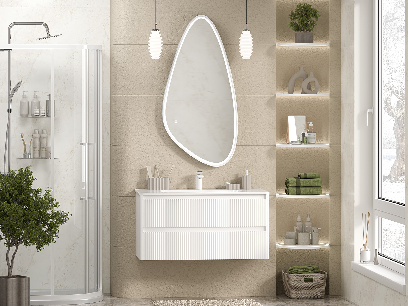 Тумба с раковиной Brevita Riva 100 подвесная, белый