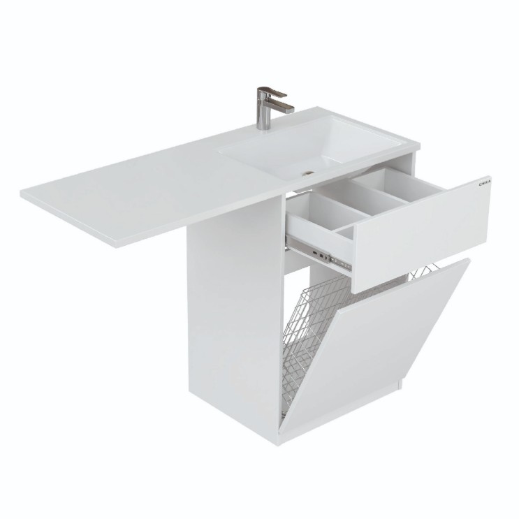 Тумба напольная Onika Сорго 58 с раковиной Марсал 120 R, под стиральную машину, белая