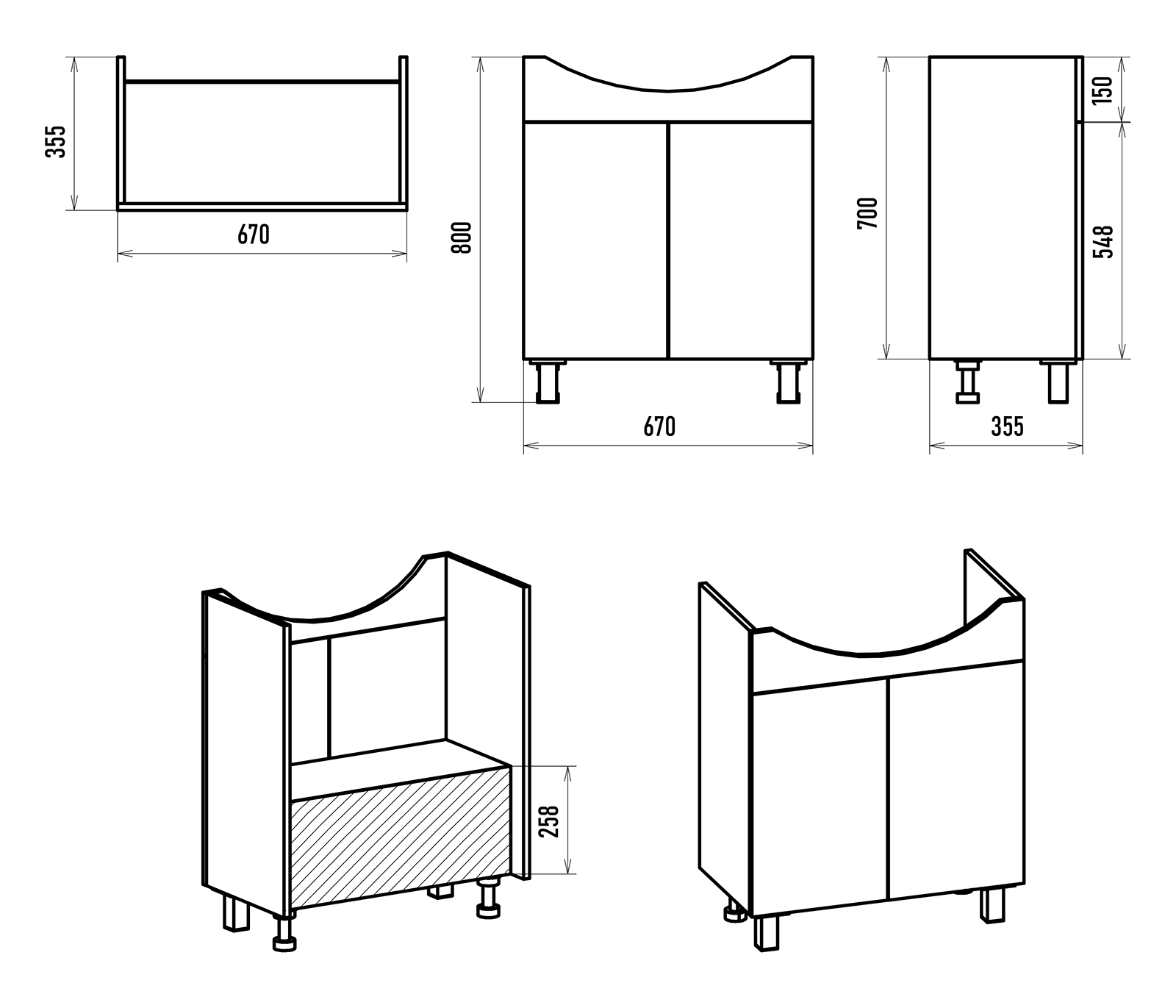 Тумба с раковиной Misty Изео 70 белый