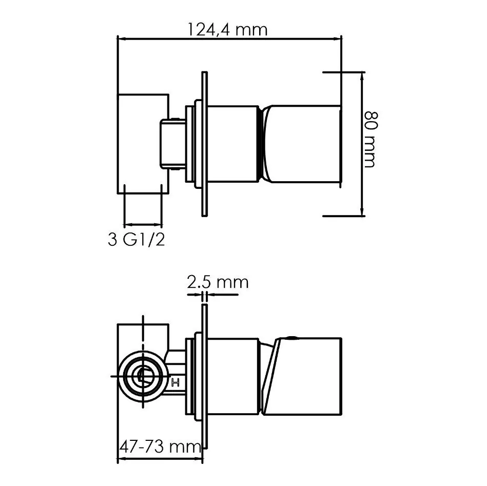 Смеситель WasserKraft Elbe 7452 встраиваемый, на 1 выход, на 1 выход, черный Soft-touch