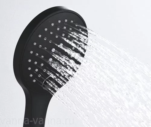 Лейка душевая WasserKraft A078, 3 режима черный, Soft-touch