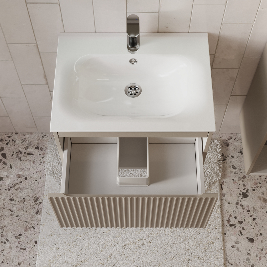 Тумба с раковиной подвесная (60 см) Terminus Sicilia SIC10601200501O, капучино