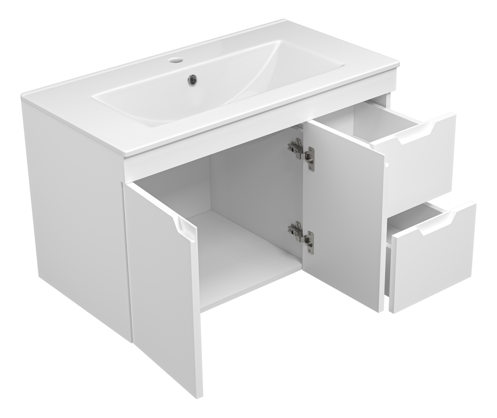 Тумба с раковиной Misty Оптима 90 подвесная, белый