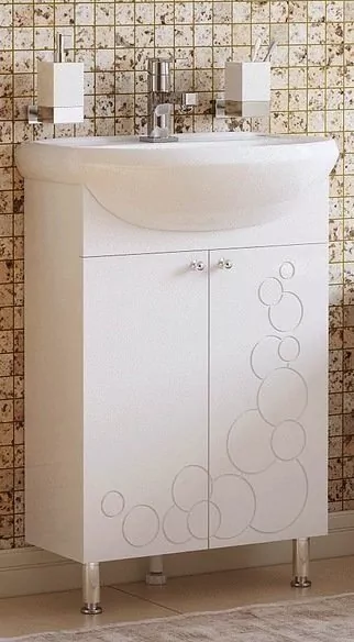Тумба с раковиной Corozo Орфей 55 напольная, с рисунком, белая