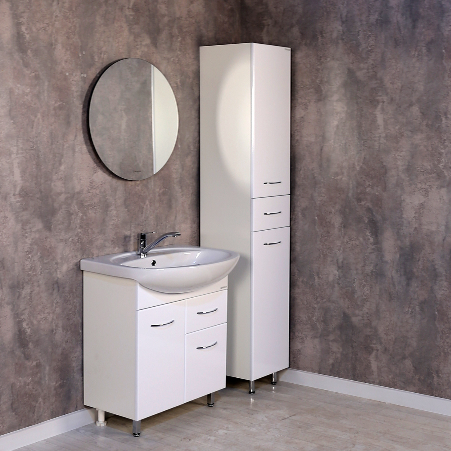 Пенал Onika Модерн 26 напольный, белый, с бельевой корзиной, левый