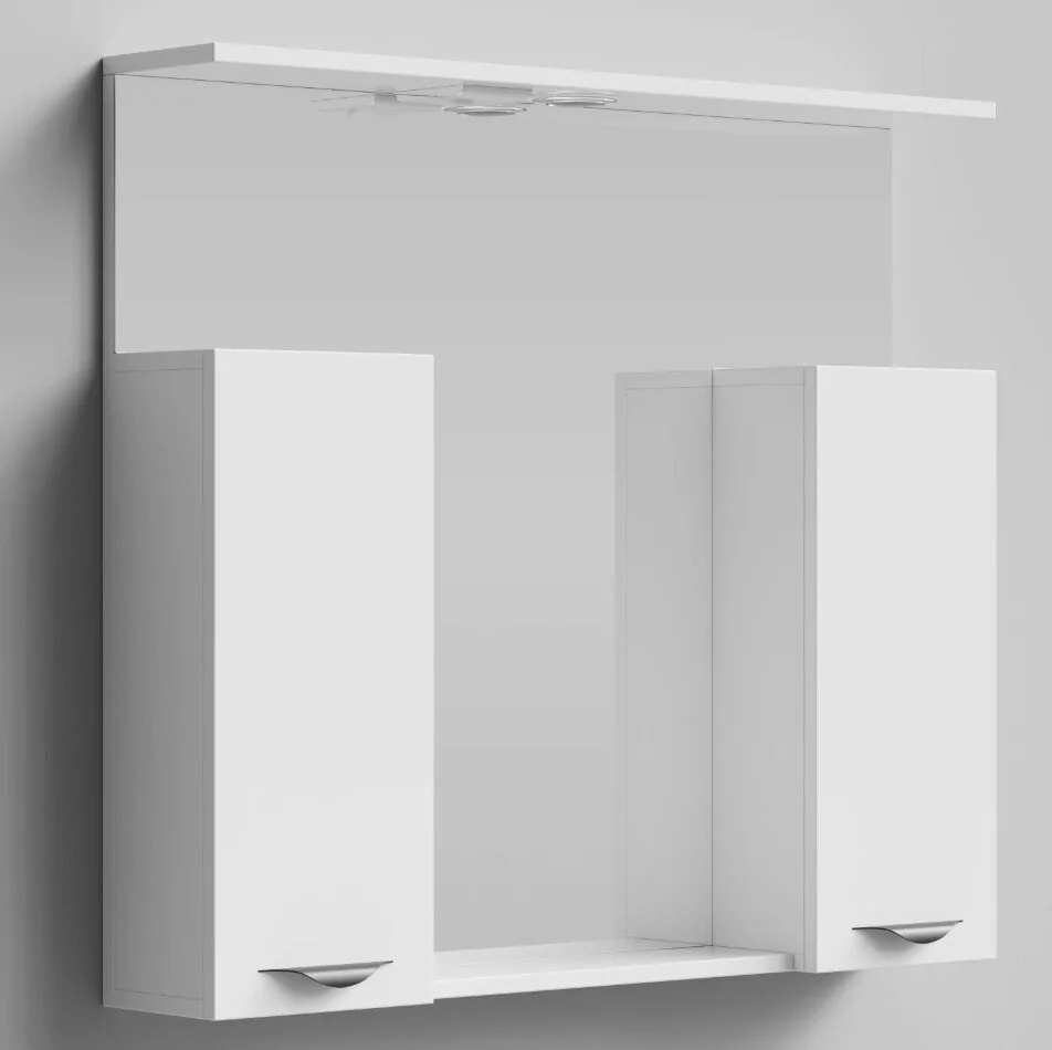 Зеркало-шкаф Vod-ok Марко 90, свет, белый + 13 цветов, ручка хром или черный