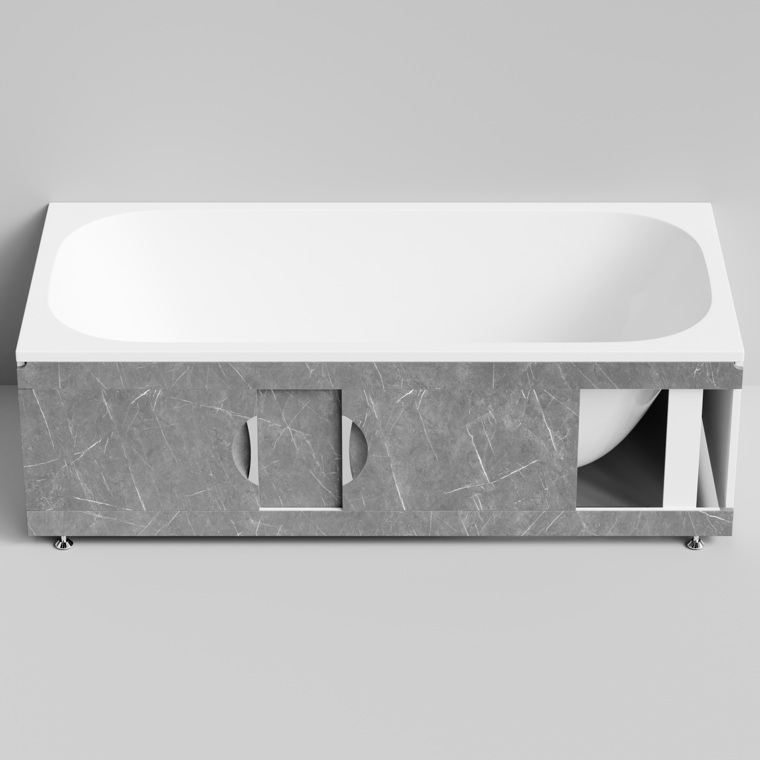 Экран под ванну Vod-ok Топ 180 раздвижной Мрамор Серый софт тач