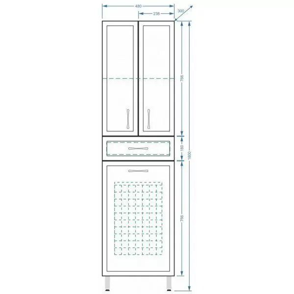 Пенал Stella Polar Концепт 48 напольный, белый