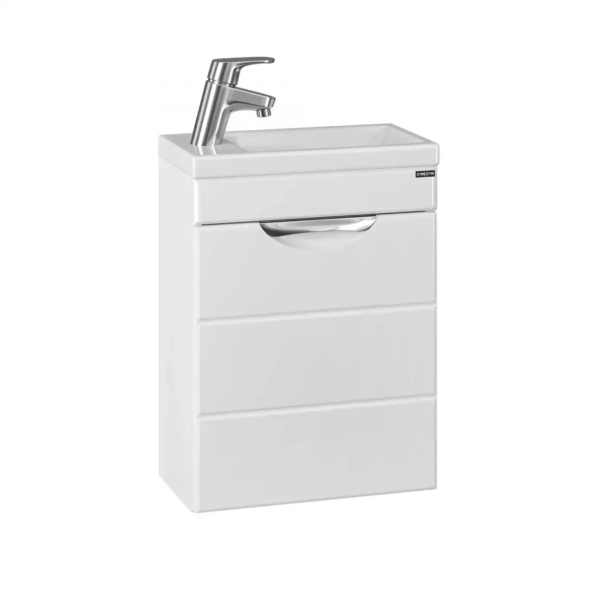 Тумба подвесная Санта Родос 40 с раковиной Como 40, левая, белая