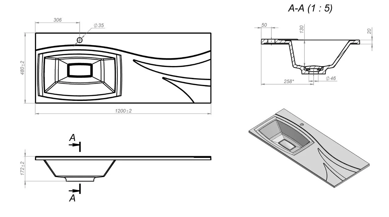 Раковина Stella Polar Элеонора 120 левая белая