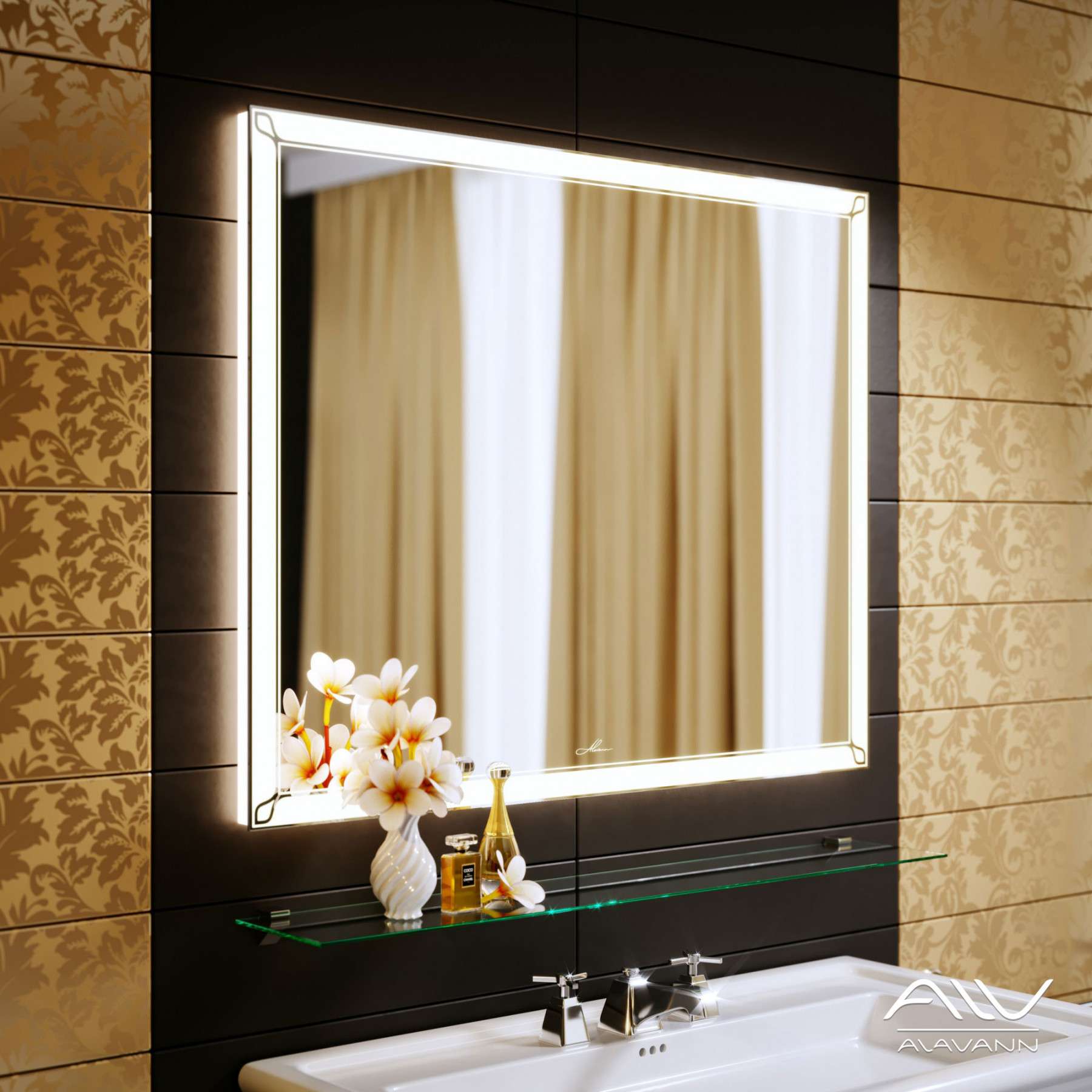 Зеркало Alavann Retro 90 свет, ИК выключатель