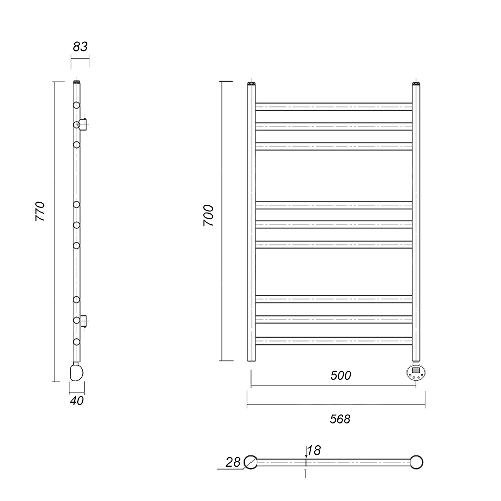 Полотенцесушитель электрический Domoterm Медея П9 500х700 АБР ER античная бронза