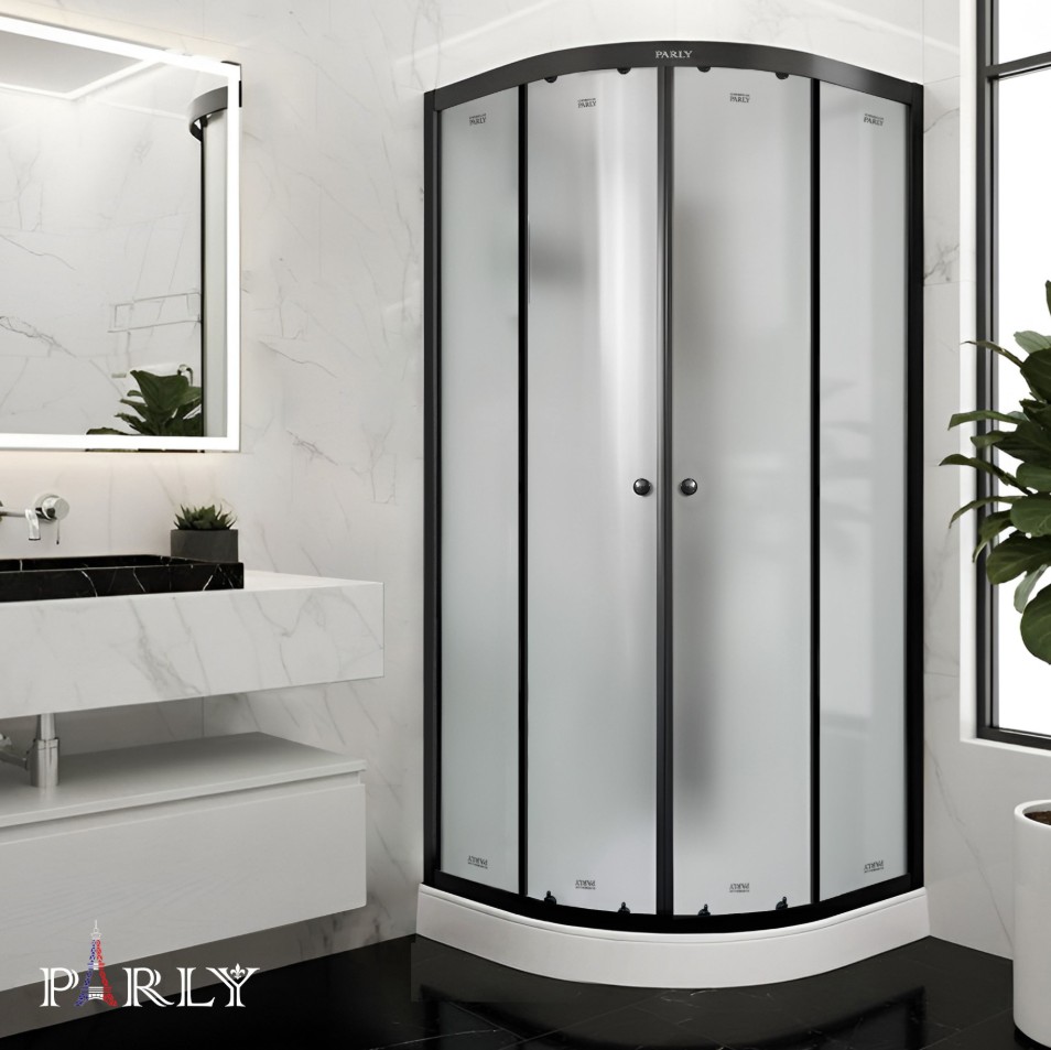 Душевой уголок PARLY BETT B831 80х80х210 1/4 круга, с поддоном, прозрачное стекло, черный