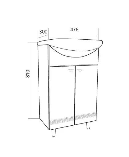 Тумба напольная 1Marka Story 50Н с раковиной Акватон 50, 2 двери, белый