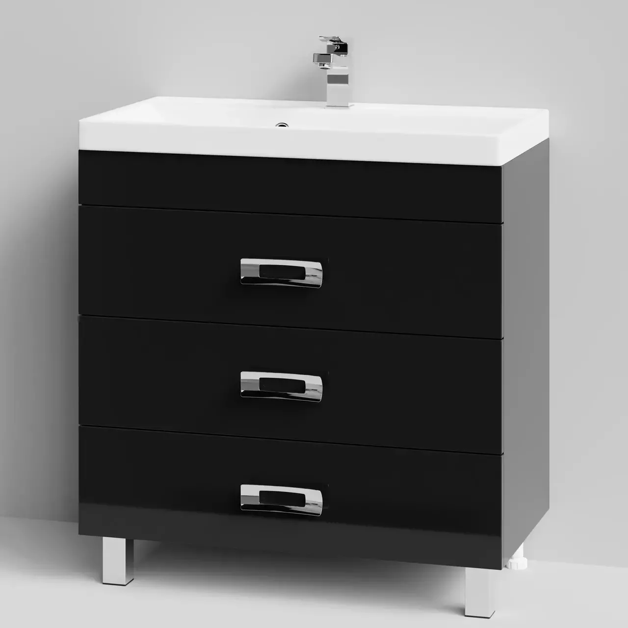 Тумба напольная Vod-ok Орландо 80 с раковиной Classica 80, черная