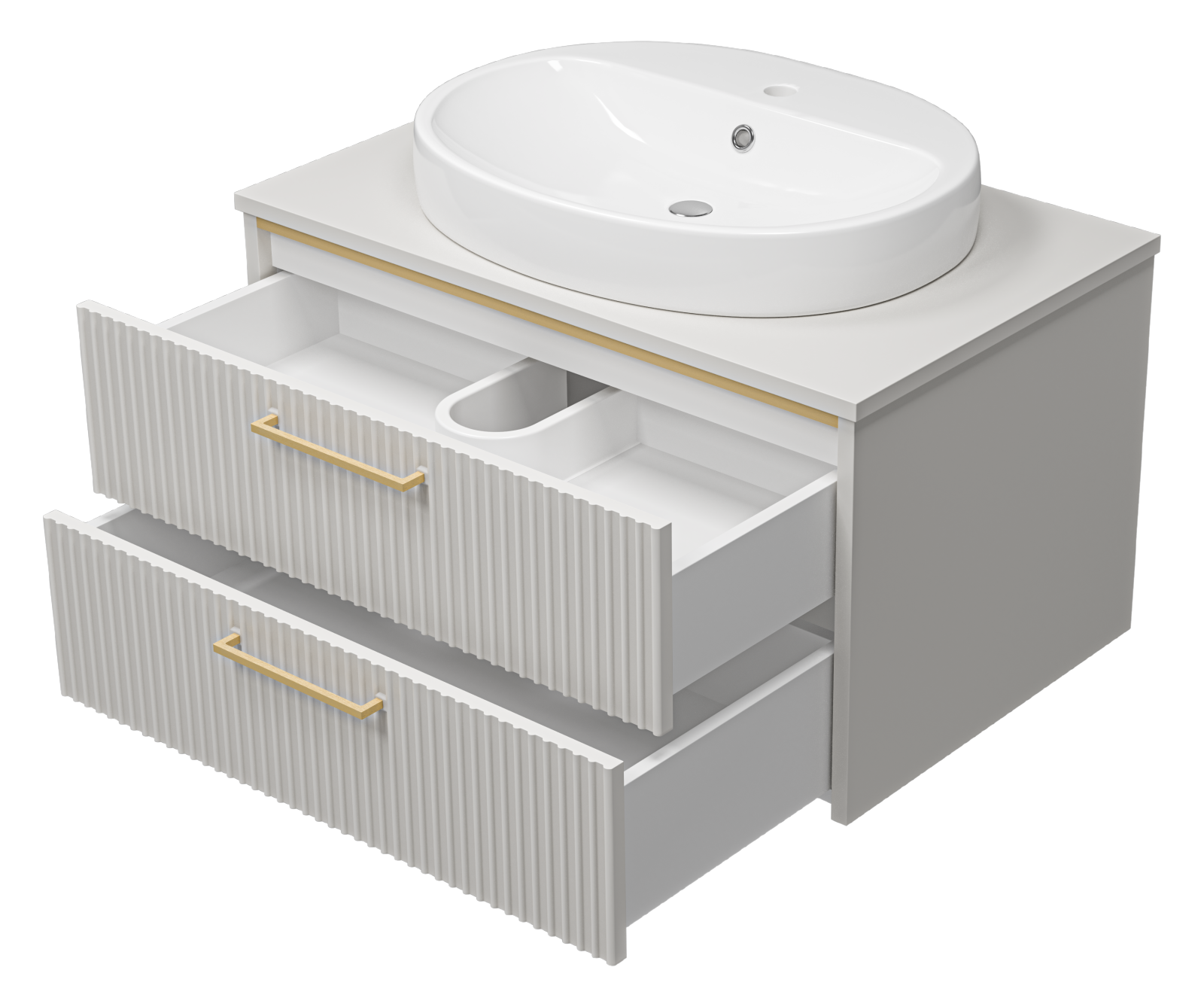 Тумба с раковиной Brevita Elche 80 подвесная, серый/патина золото
