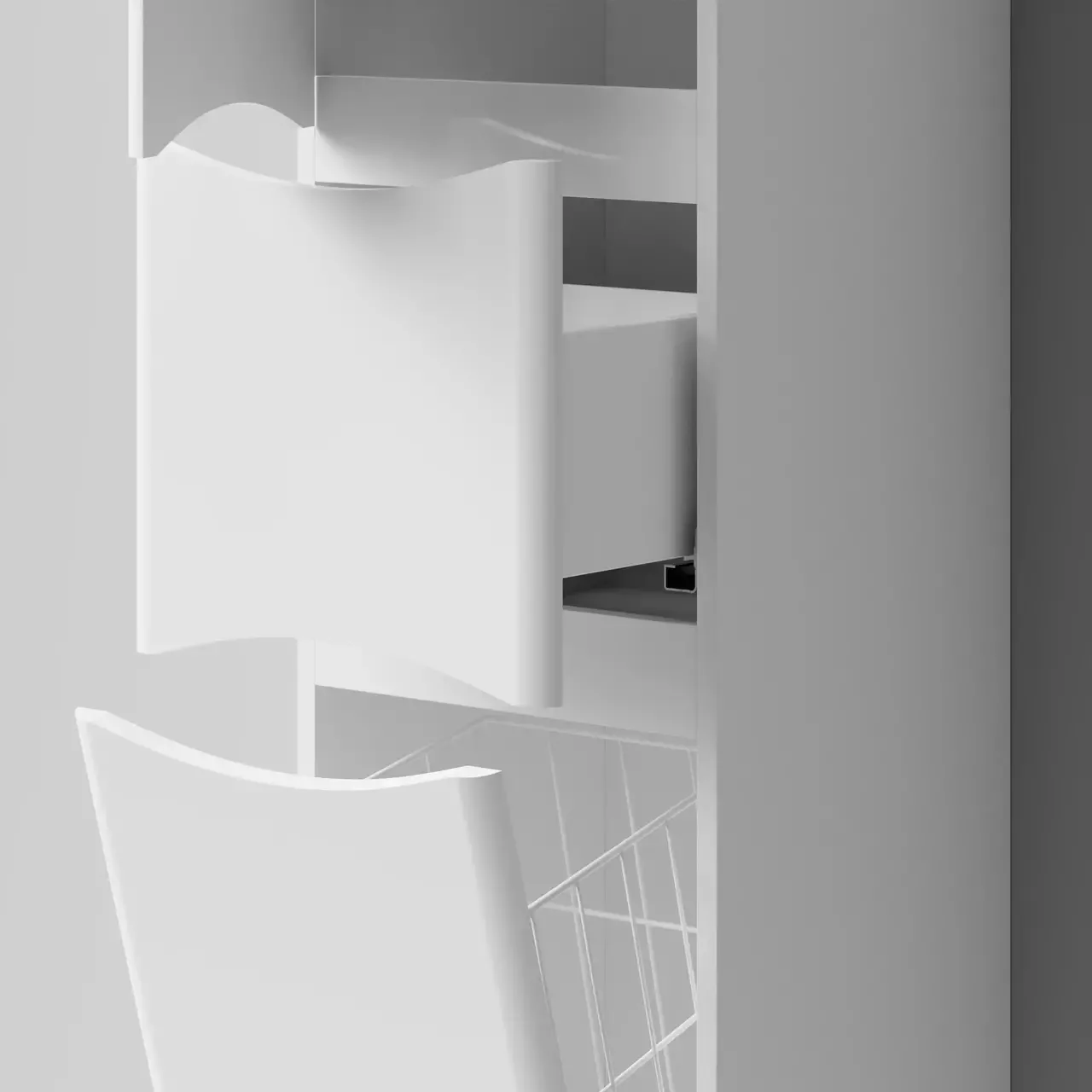 Пенал Vod-ok Адель 35 L/R, 2 двери, 1 ящик, напольный, с корзиной, белый + 13 цветов