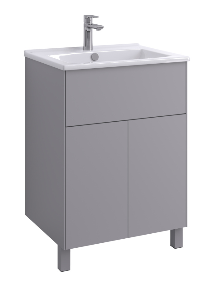 Тумба напольная Aquaton Форест Про 60 с раковиной Элина 60, туманный серый