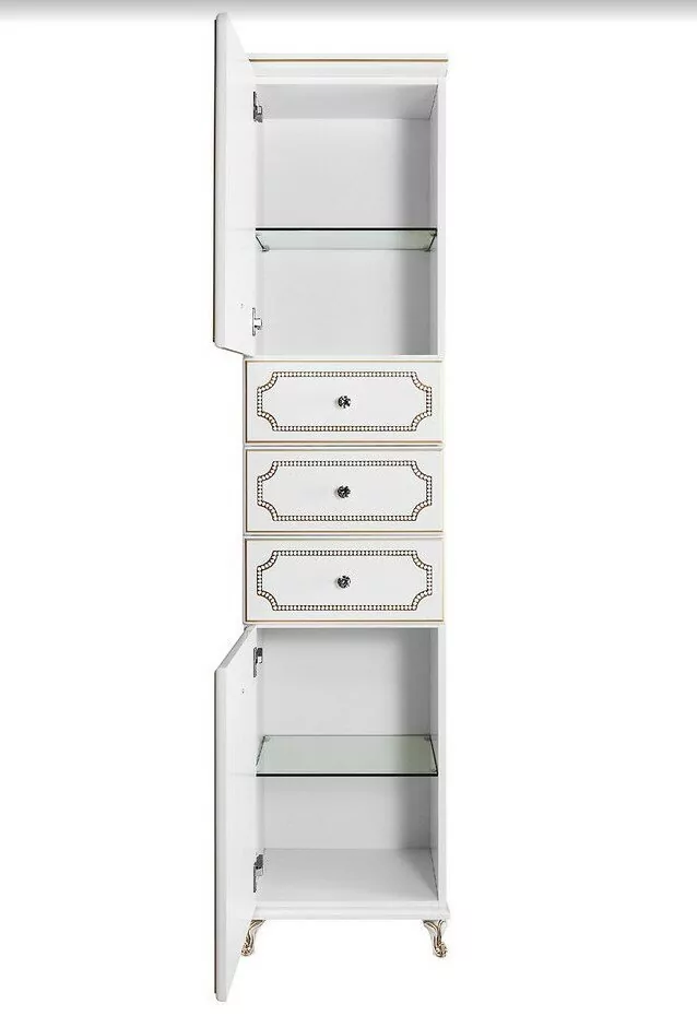 Пенал Vod-ok Elit Мариэль 30 L/R напольный, белый, патина серебро, золото