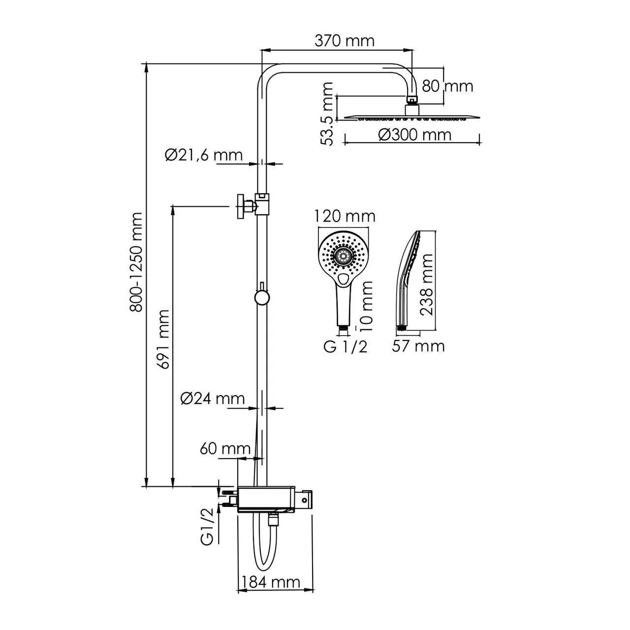 Душевая стойка WasserKraft A113.116.101.CH Thermo хром