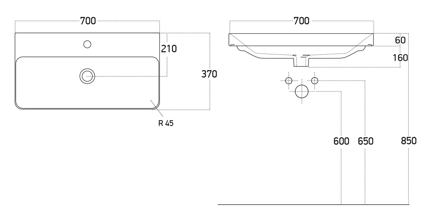 Тумба с раковиной Brevita Victory 70 подвесная, белый