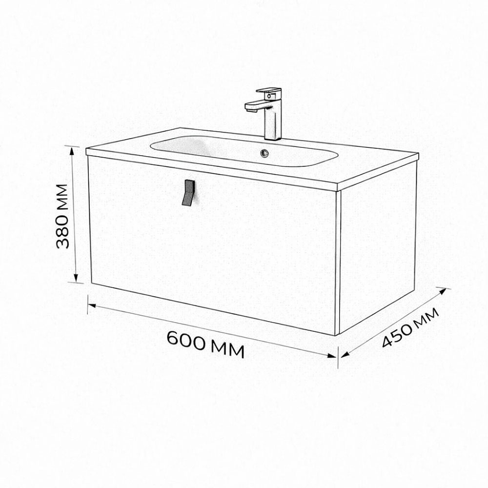 Тумба с раковиной подвесная (60 см) Terminus Kontur KON10601200001O, венге/графит