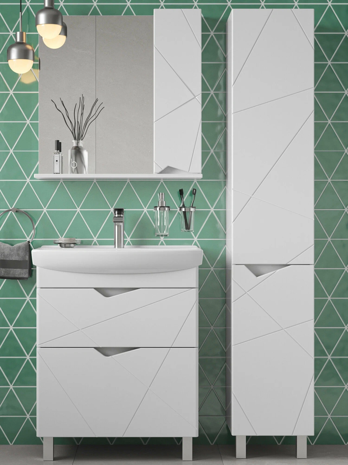 Тумба напольная SanStar Линни 70 с раковиной Клермонт 70, белая