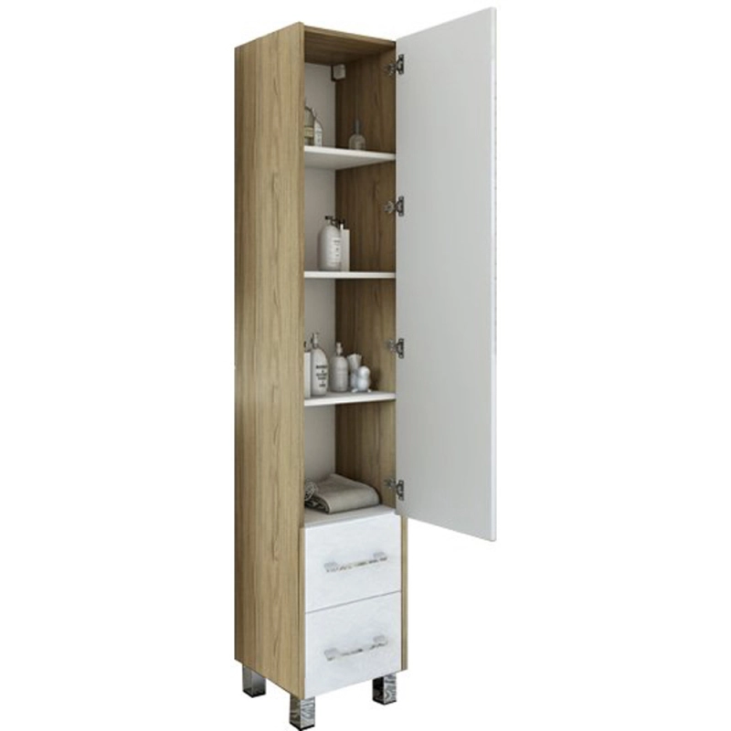 Пенал Sanflor Ларго 40 R напольный, белый/вяз швейцарский