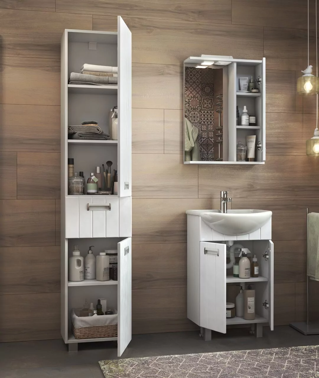 Зеркало со шкафчиком Vigo Diana 50 R свет, белый