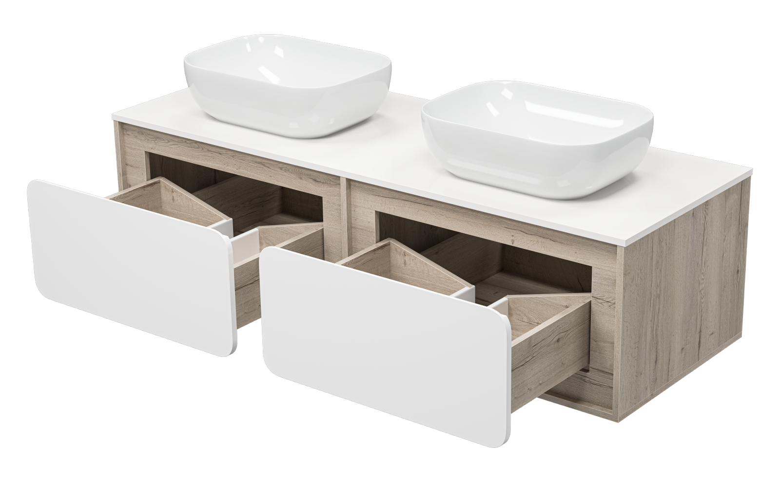 Тумба с раковиной Misty Дубль 150 подвесная, белый