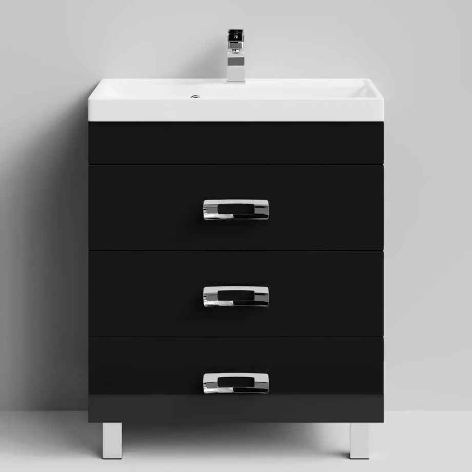 Тумба напольная Vod-ok Орландо 70 с раковиной Classica 70, черная