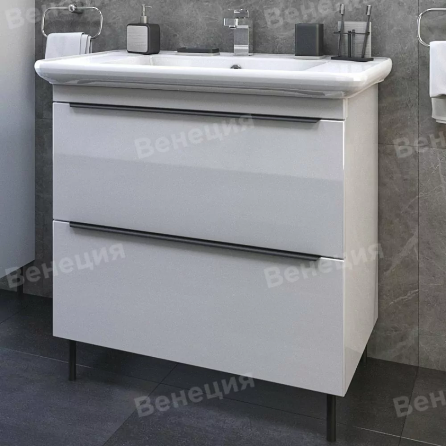 Тумба с раковиной Венеция Монте 85 напольная, белый