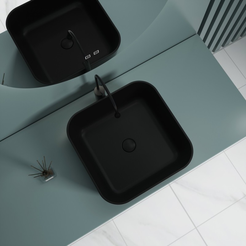 Раковина накладная Esbano ERCINA-N (matt black) 385x385x140