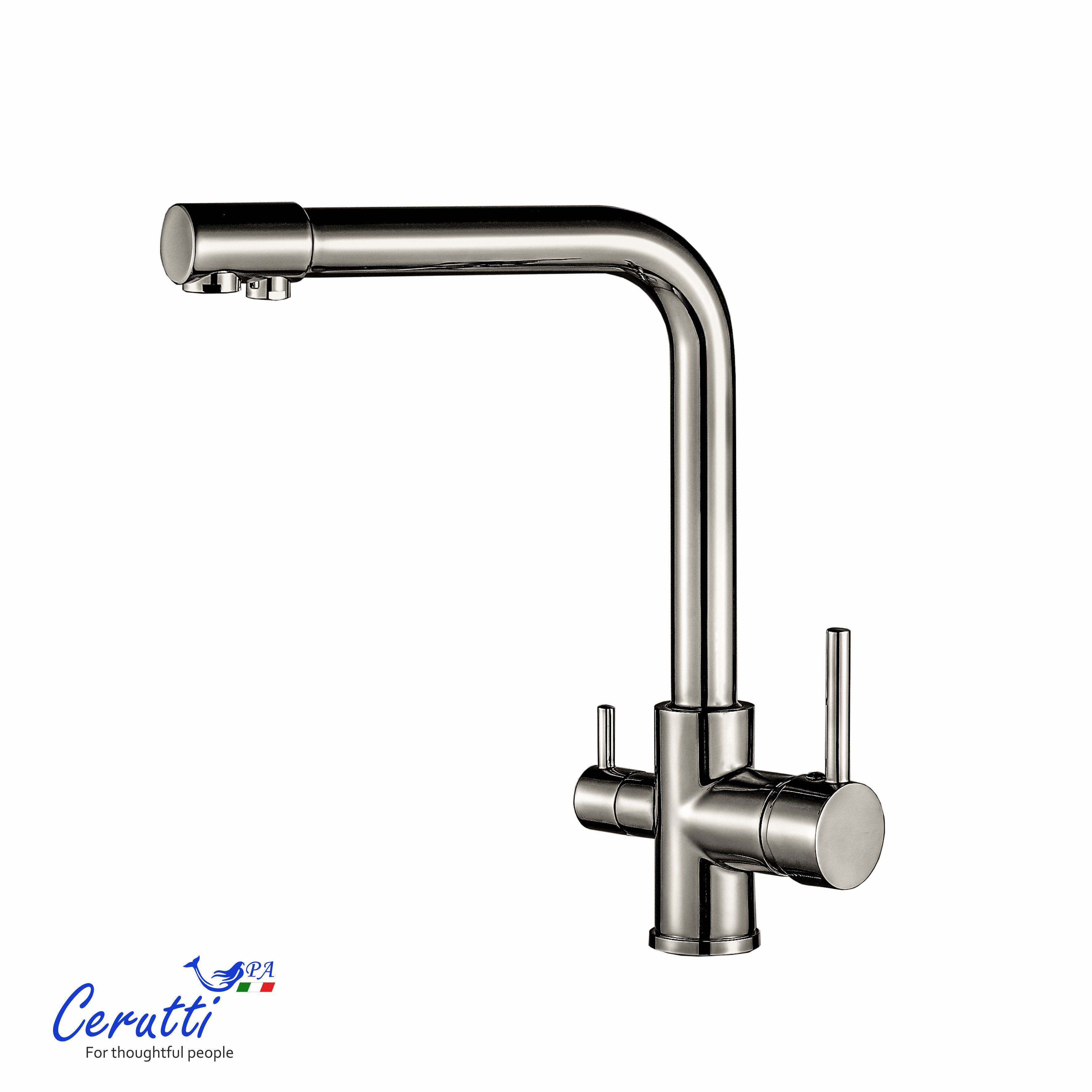 Cмеситель для кухни Ceruttispa Лаура BN (LAURA BN) из нержавеющей стали, цвет матовый никель