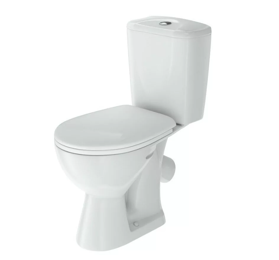 Унитаз Rosa Нео напольный, компакт, с косым выпуском, белый