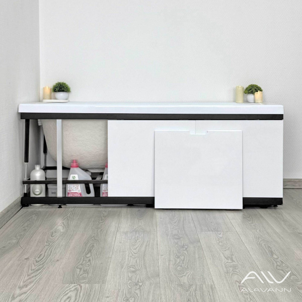 Экран под ванну Alavann Rita Black 160 раздвижной со съемной дверкой белый