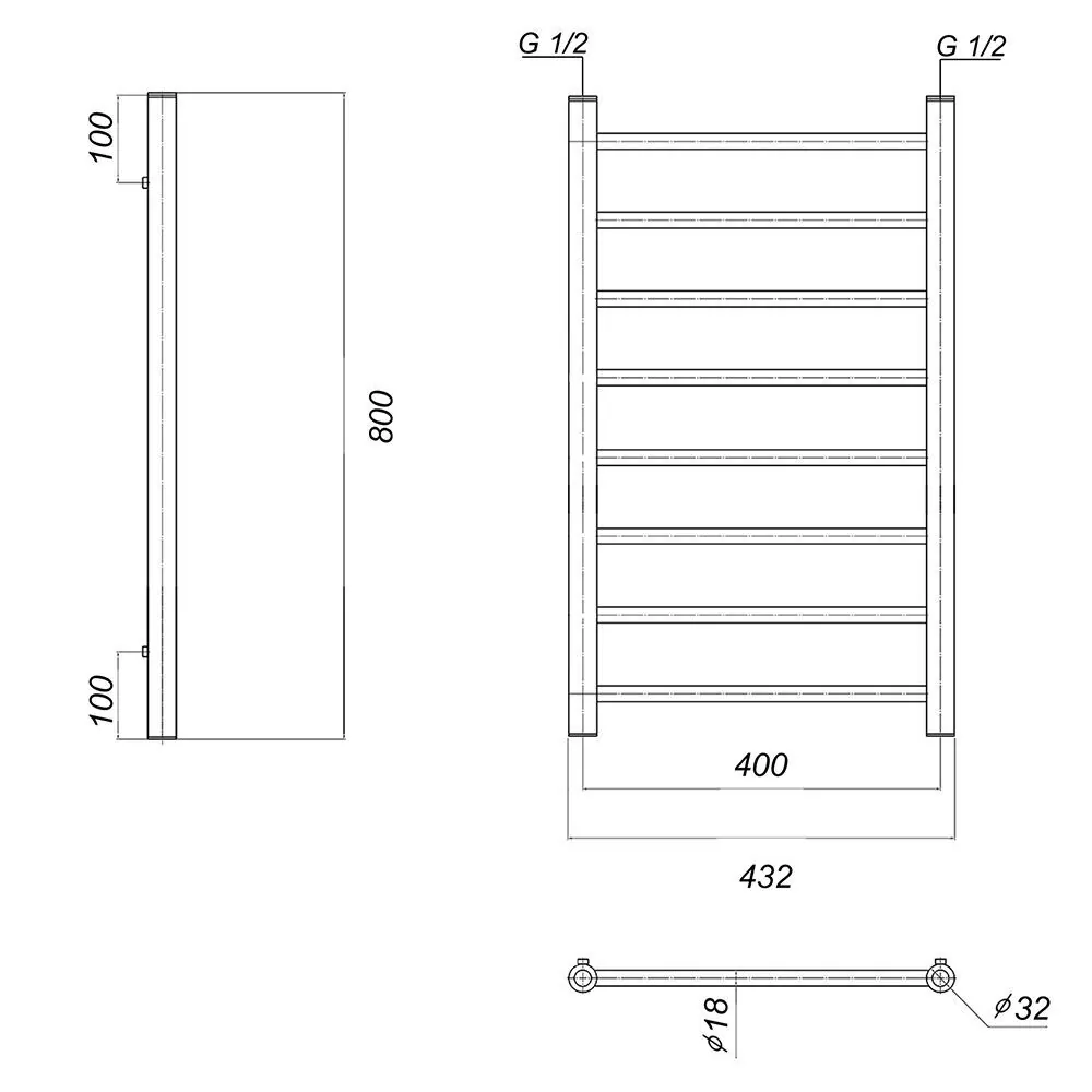 Полотенцесушитель водяной Domoterm Медея П8 400х800 золото