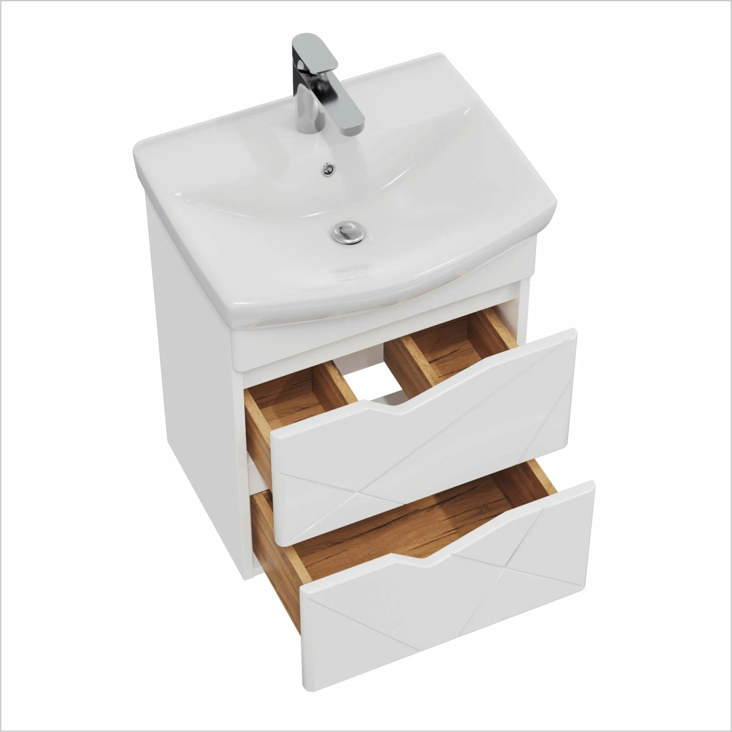 Тумба подвесная SanStar Линни 55 с раковиной Клермонт 55, белая