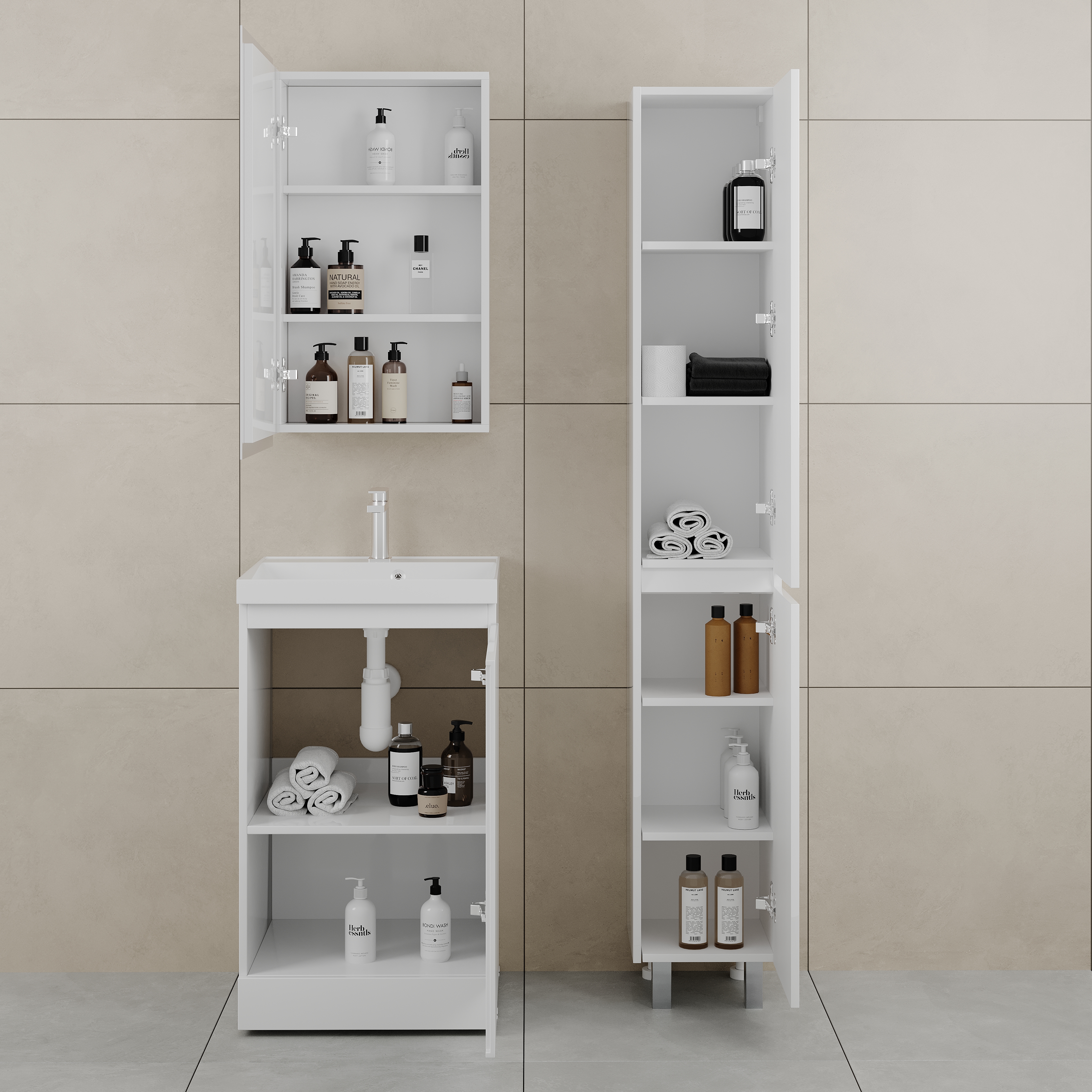 Тумба напольнаяStyle Line Батлер 50 с раковиной Asti 50 белый, антискрейтч белый глянец