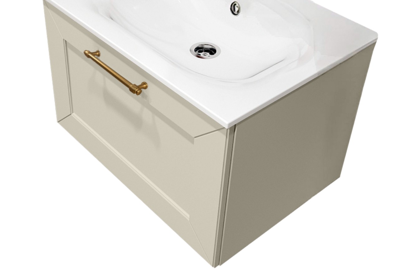 Тумба с раковиной подвесная (60 см) Terminus Victoria VIC10601900101O, айвори, ручки золото