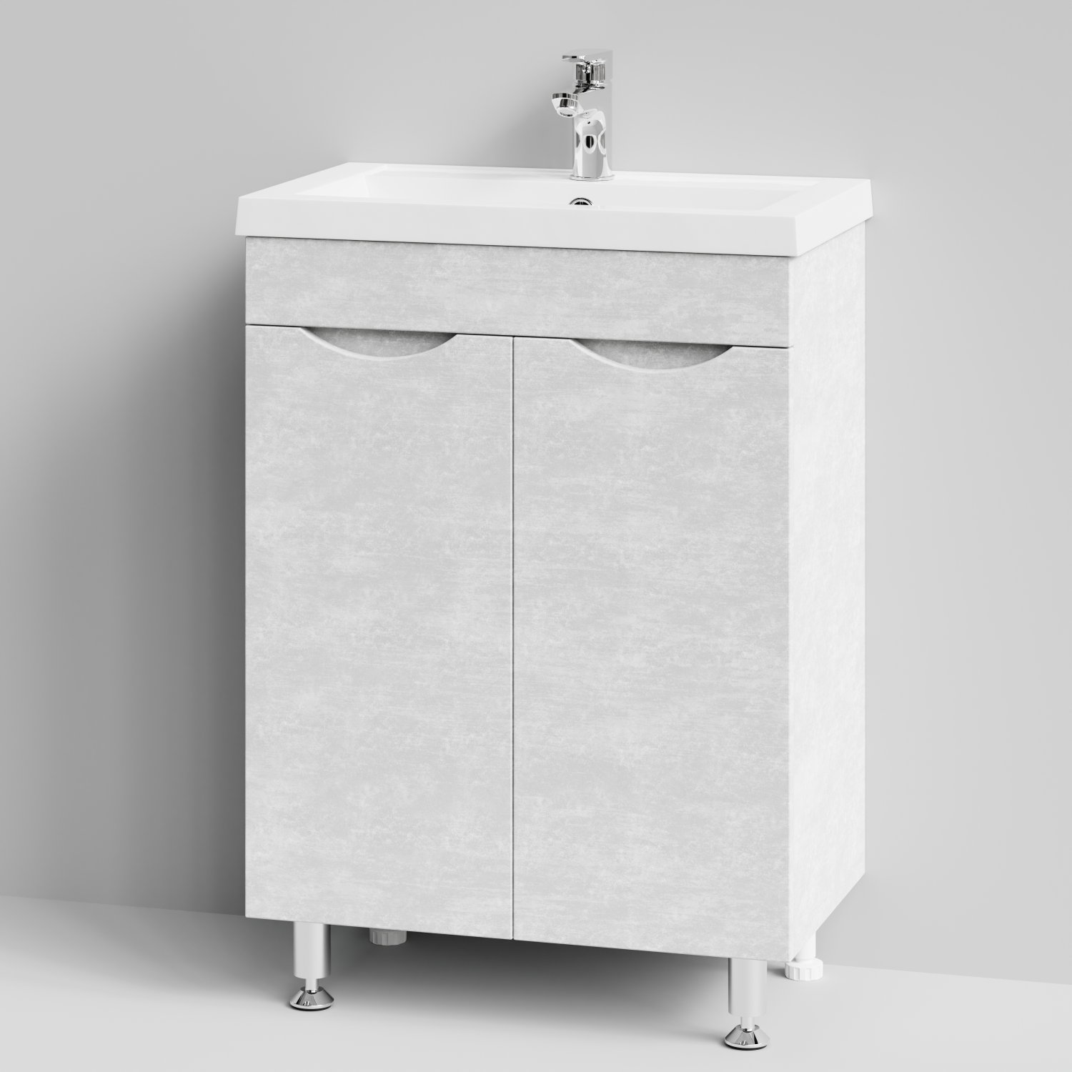 Тумба с раковиной Vod-ok Смайл 58 напольная, Белый камень