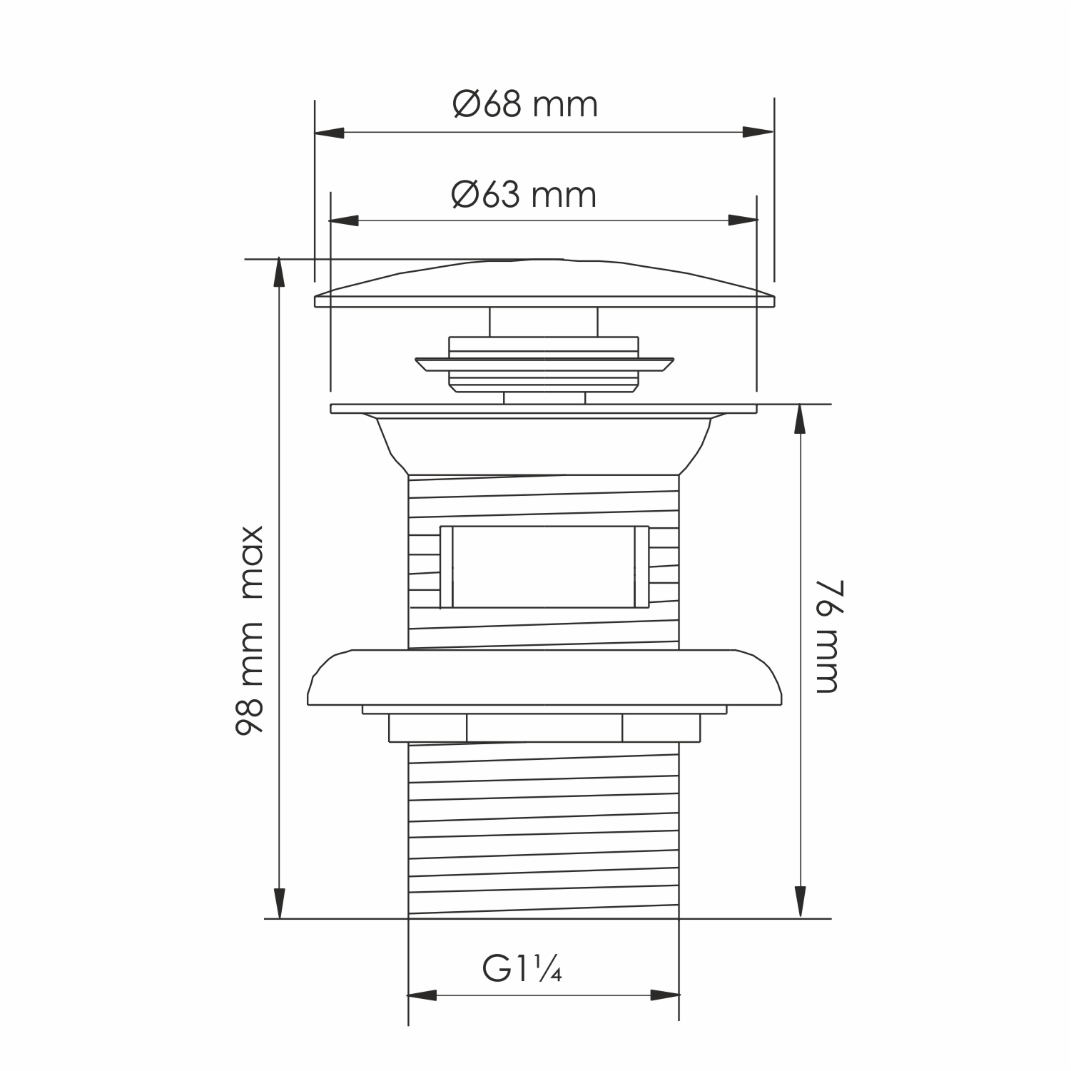 Донный клапан WasserKraft Push-up A343 золото глянцевое