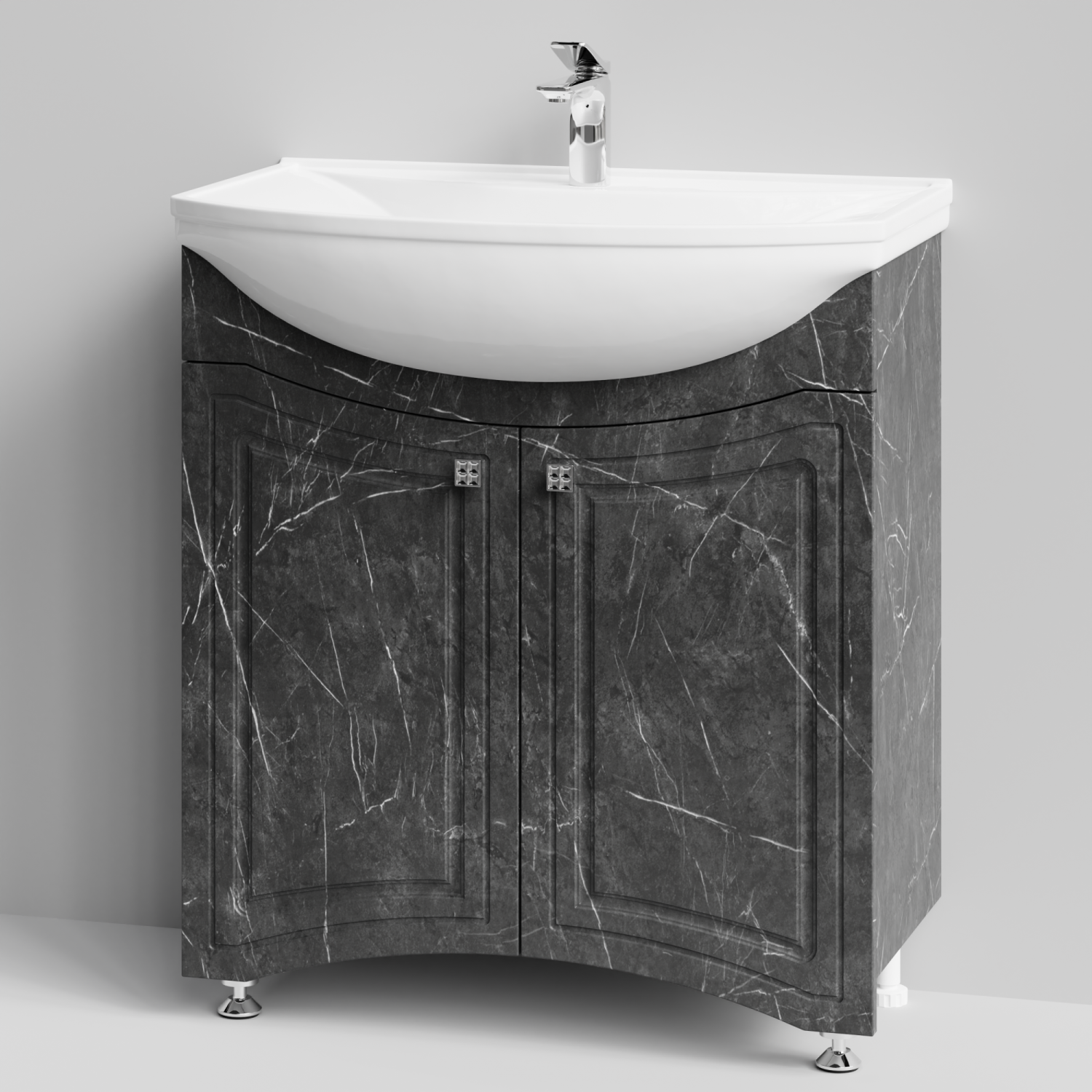 Тумба с раковиной Адам 75 напольная, Мрамор Графит софт тач