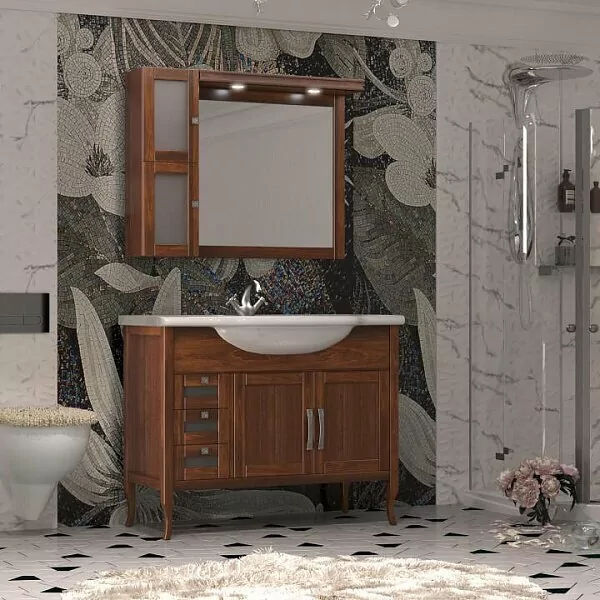 Мебель для ванной Opadiris Мираж 100 комплект, напольный, светлый орех