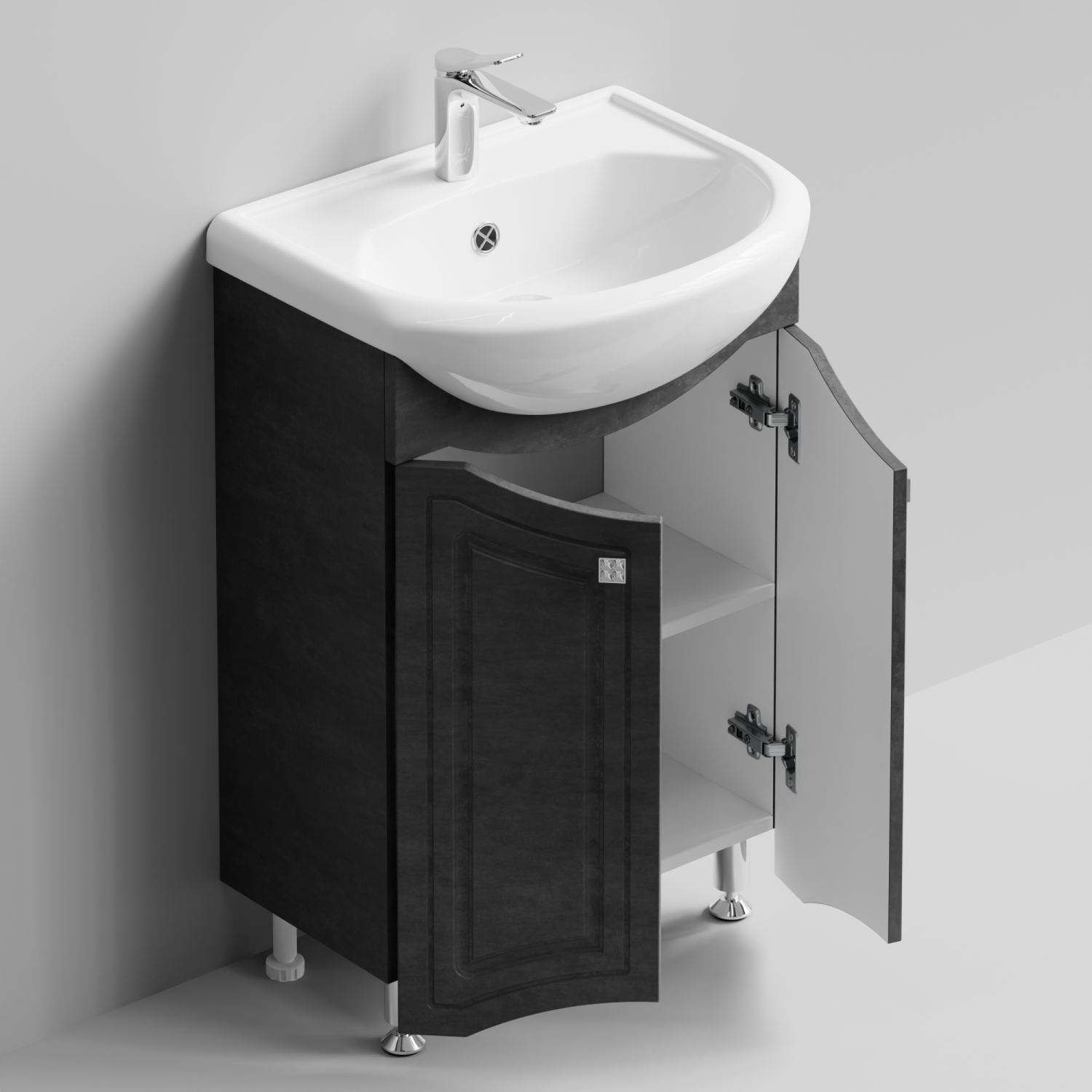 Тумба с раковиной Адам 55 напольная, Серый камень