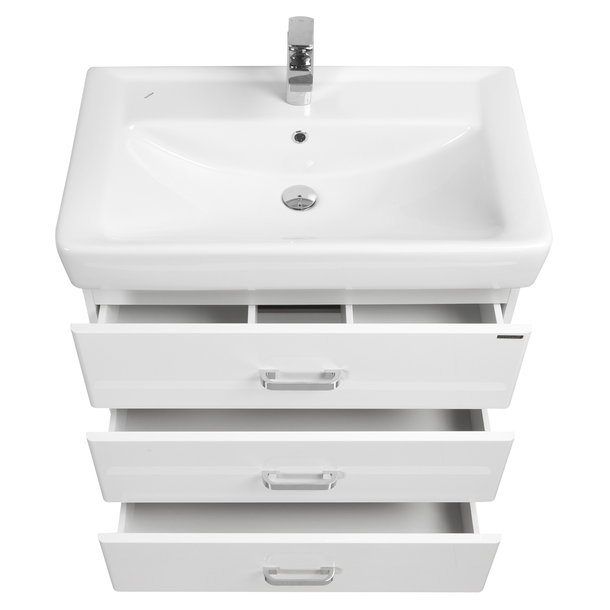 Тумба напольная Aquaton Америна 80 М с раковиной Тигода 80, три ящика, белый
